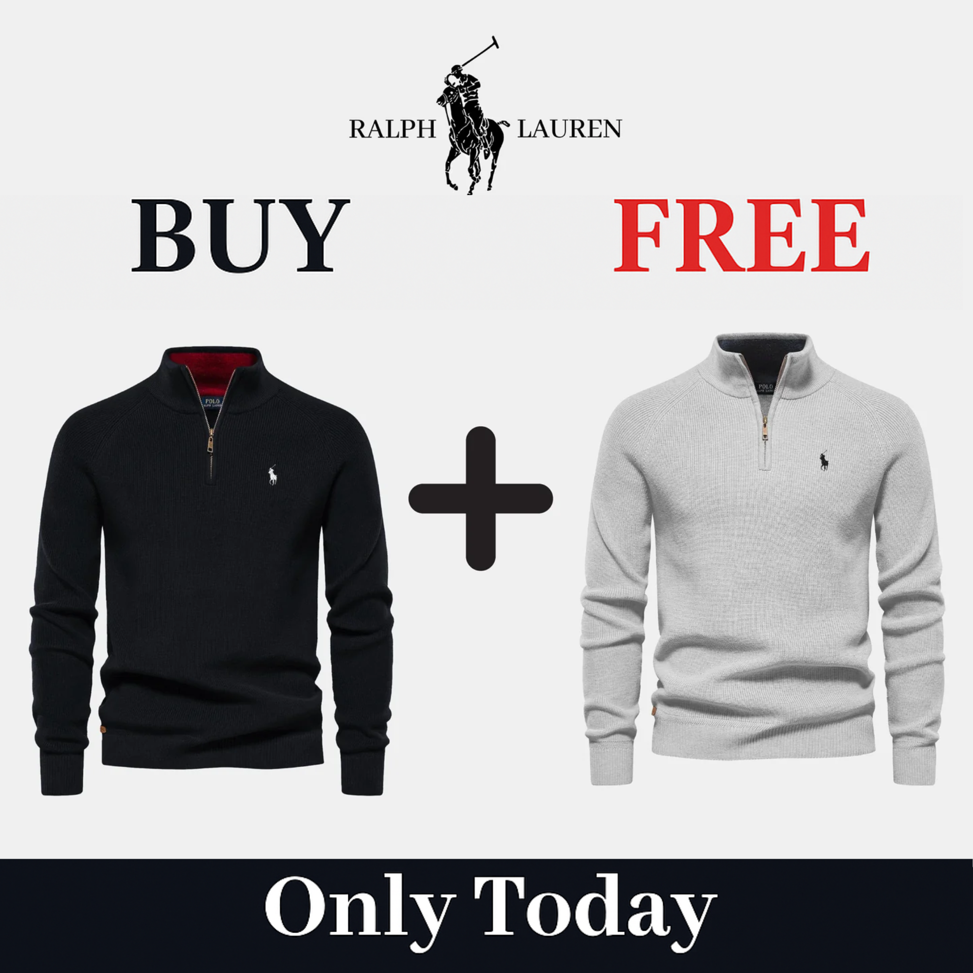BUY 1, GET 2 - R&L 1+1 Zip Neck Sweater (CLEARANCE)